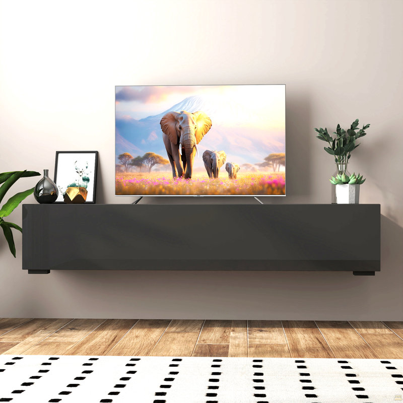 Meuble audio-vidéo avec console multimédia de rangement, Black
