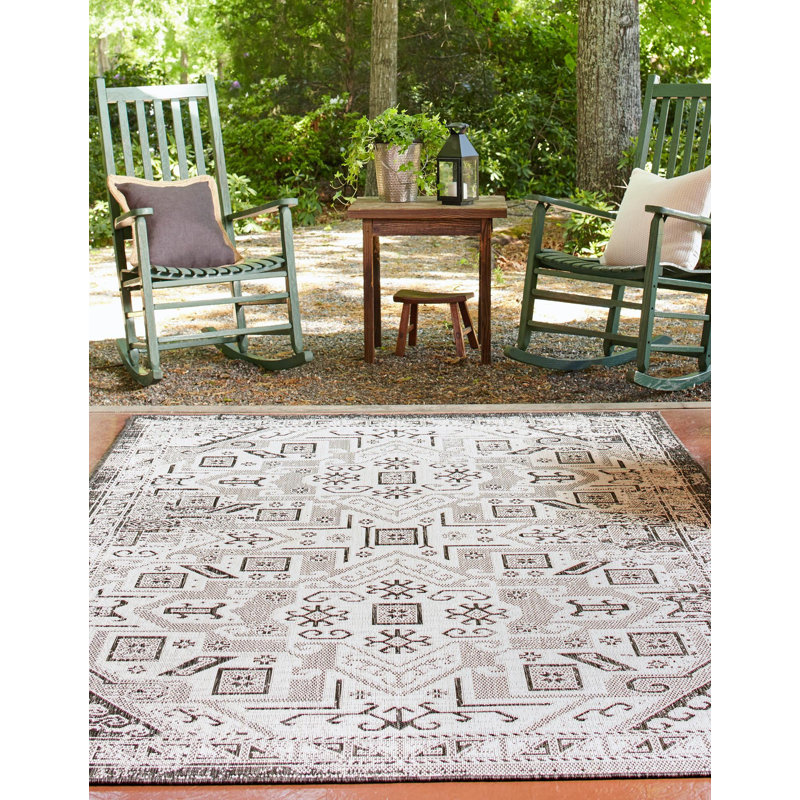 Outdoor Chand Area Rug Gray Color, Rectangle 9' x 12'