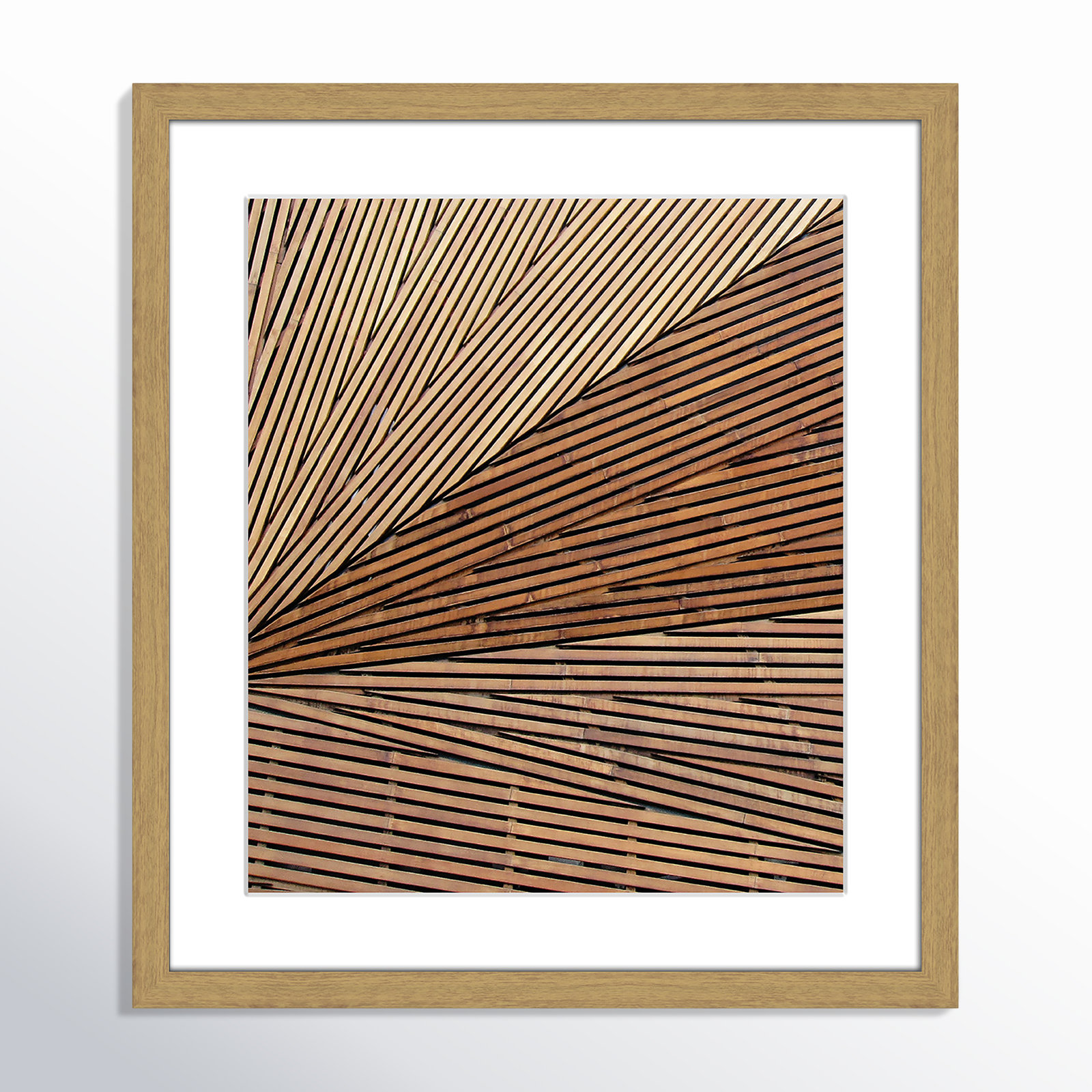 Geometric Wood Panel 1 - Picture Frame Print, 15" H x 13" W x 0.75" D, Natural Wood Grain