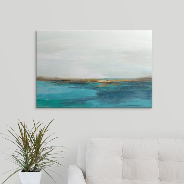 « pastoral landscape » pi studio, reproduction d’art, H 32 po x l 44 po x P 1 po, Cadre noir