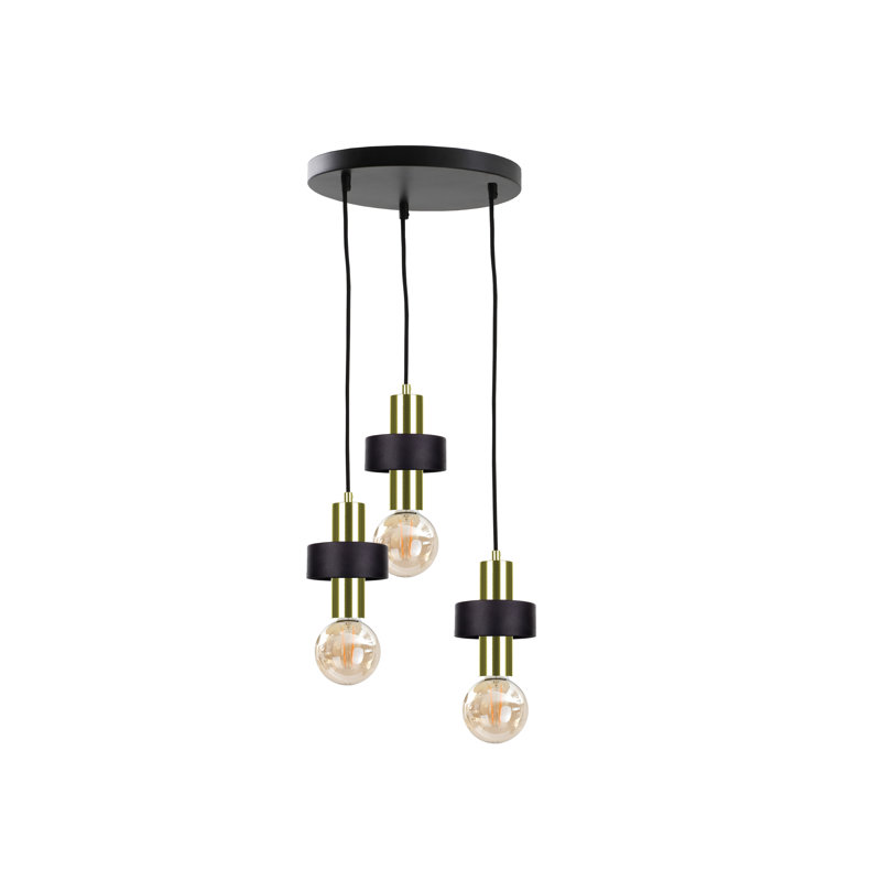 Bernda 3 - Light Cylinder Pendant, Black/Gold
