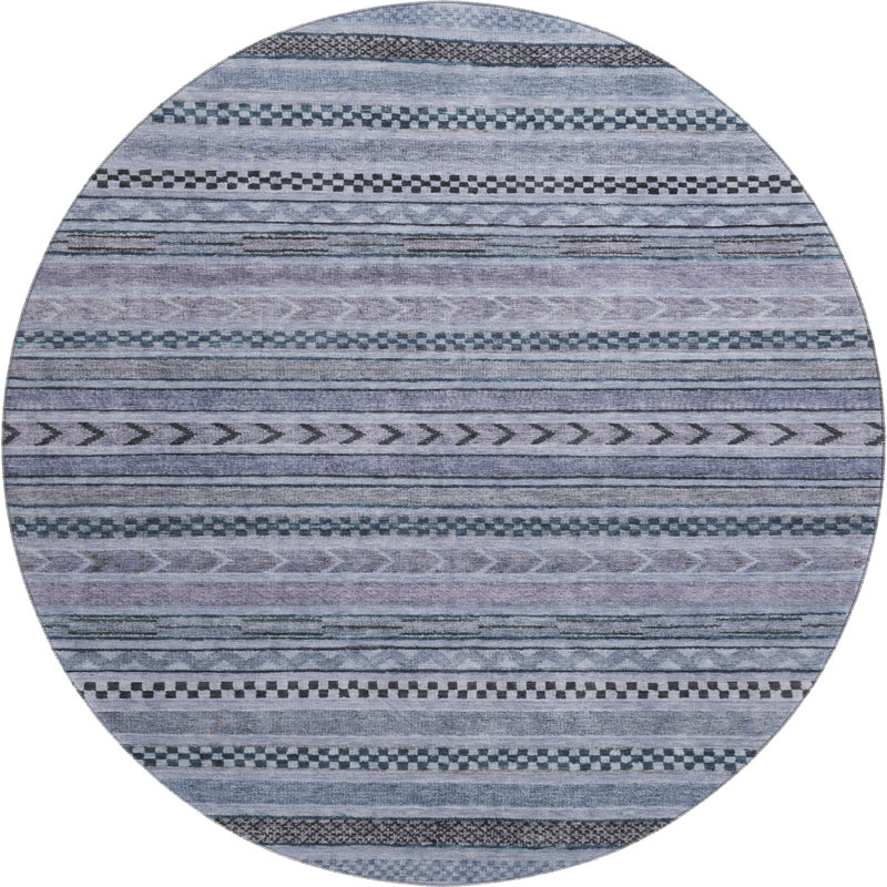 Premium Machine Washable Marasco AMF1625 Stripes Rug, Round 8'