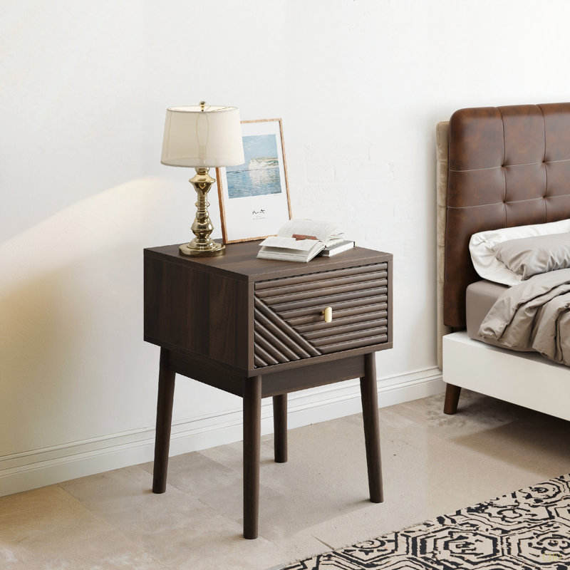 Ensemble de 2 pièces de table de chevet avec poignées en métal de style médiéval-moderne, ensemble de 2 pièces 15,75 po x 15,75 po x 21,65 po