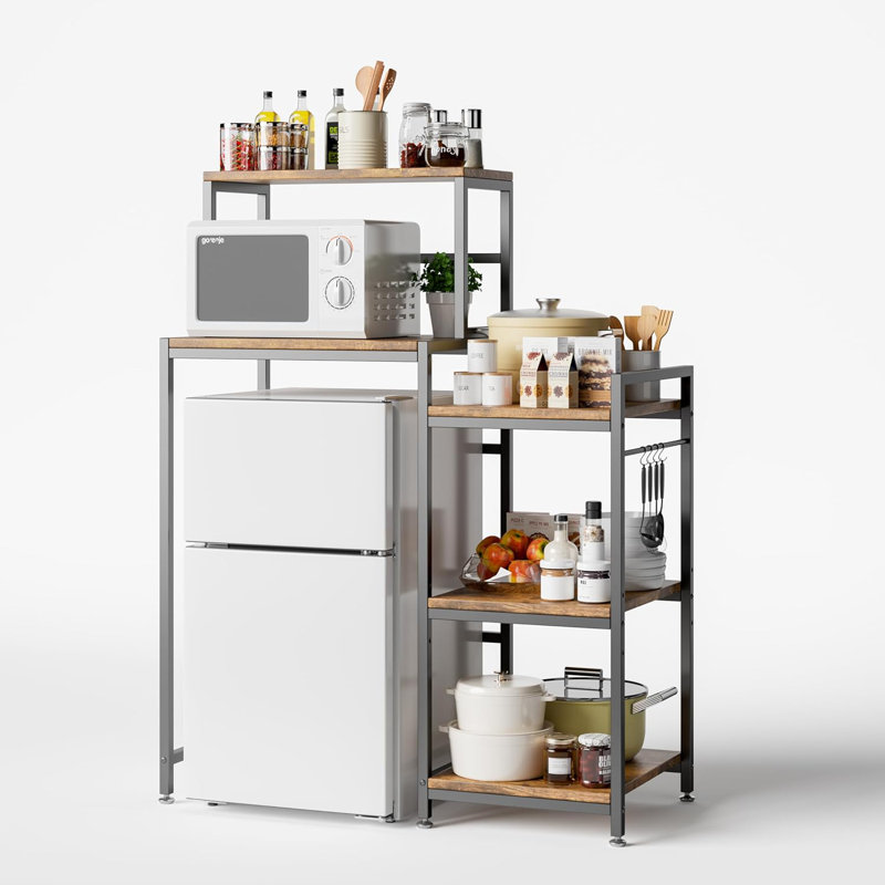 6-Tier Mini Fridge Stand With Storage,Mini Fridge Shelf,Mini Coffee Bar With Mini Fridge Space,Baker Racks,Microwave Stand,Mini Fridge Cabinet With Storage