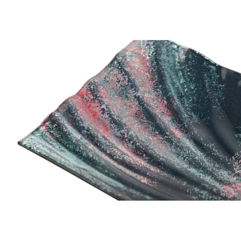 Denelle Glass Decorative Plate 1, 3cm H x 31cm W x 18cm D, Blue/Grey/Pink