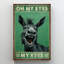 Âne noire souriante - Oh My Eyes Gallery, toile tendue - décor d'illustrations animales pour salle de bain et lessive, décor de salle de bain noir et vert foncé-864554061