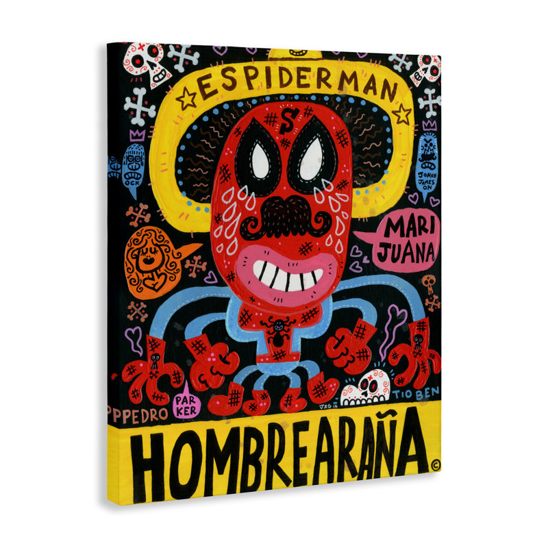 Toile de collage emblématique de super-héros, design par Jorge R. Gutierrez, H 20 po x l 16 po