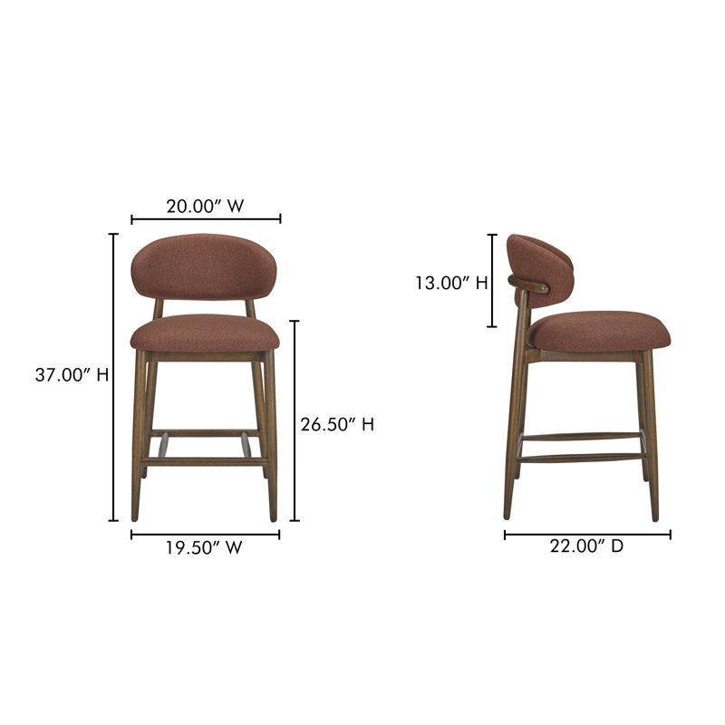 Deloris 26.5" Counter Stool, Rust Performance Chenille