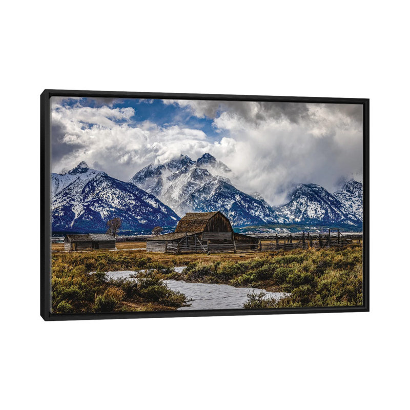 Grand Teton Farm Barn I - reproduction d'art murale - toile encadrée, H 18 po x l 26 po, Noir