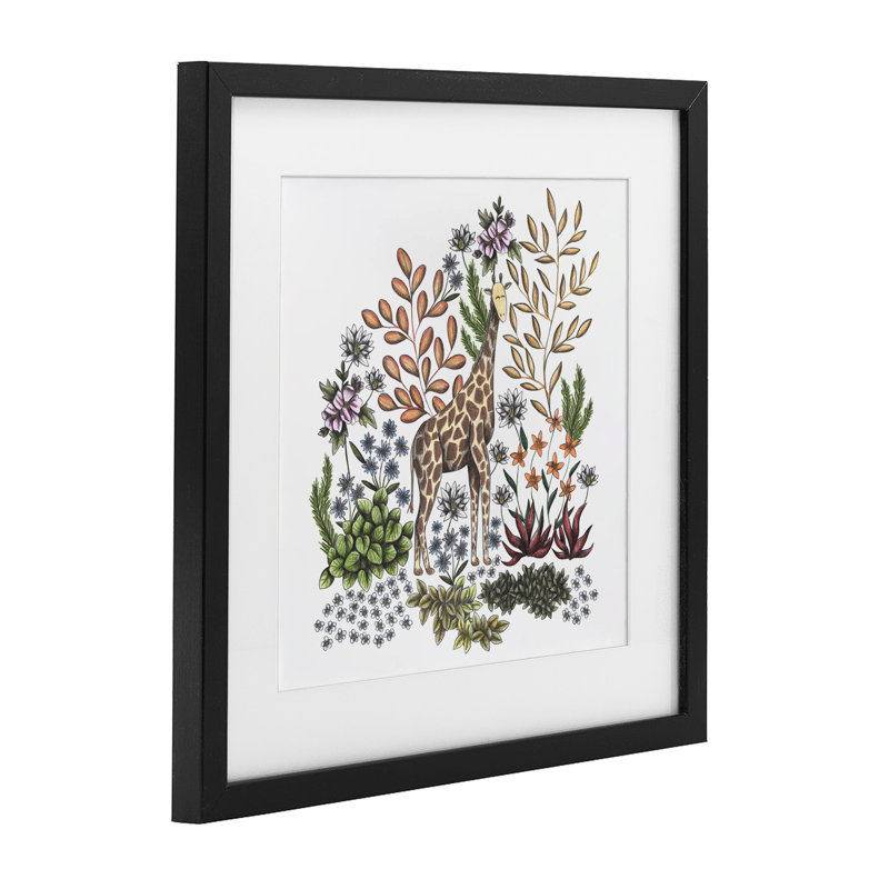 «Jungle Wildlife Giraffe», reproduction encadrée sous verre, conception de Cecilia Battaini, H 16 po x l 16 po