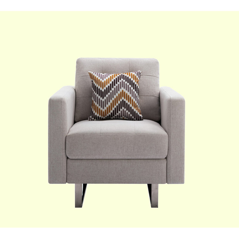 Upholstered Armchair, Beige Linen