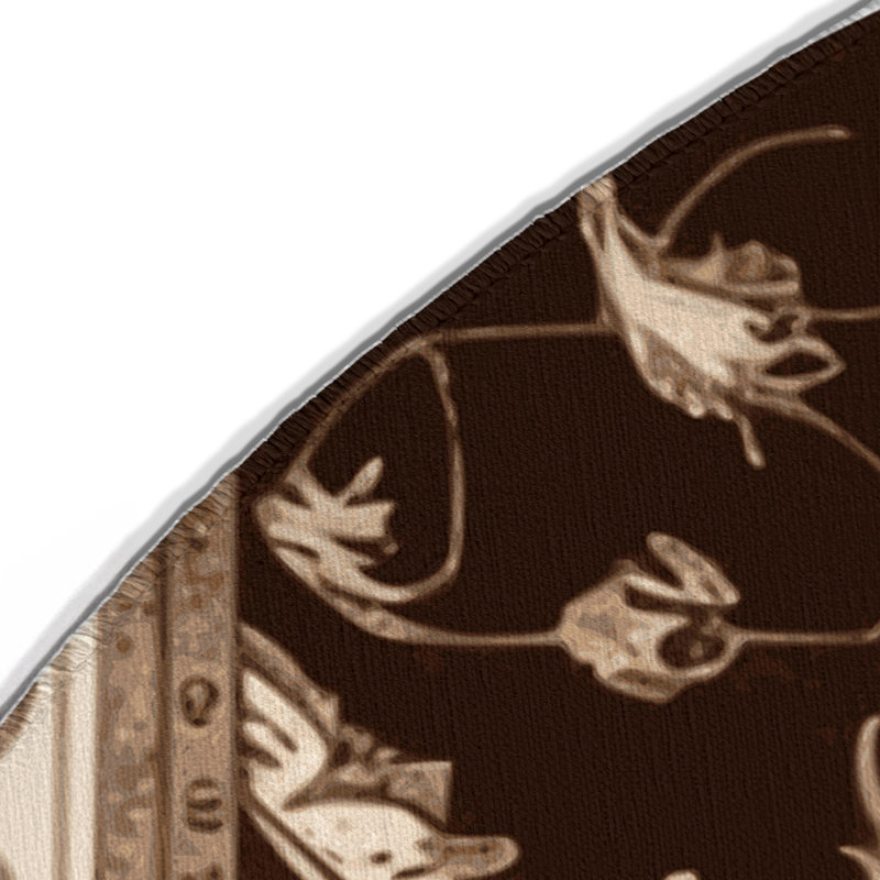 Tabriz Brown Indoor and Outdoor Area Rug, Round 5'
