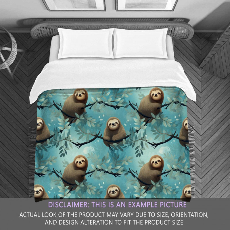 Sloth Blue Brown Bedding, Twin Extra Long Comforter
