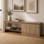Banc de rangement pour chaussures de 63 po avec armoire et 2 tablettes ouvertes pour le couloir