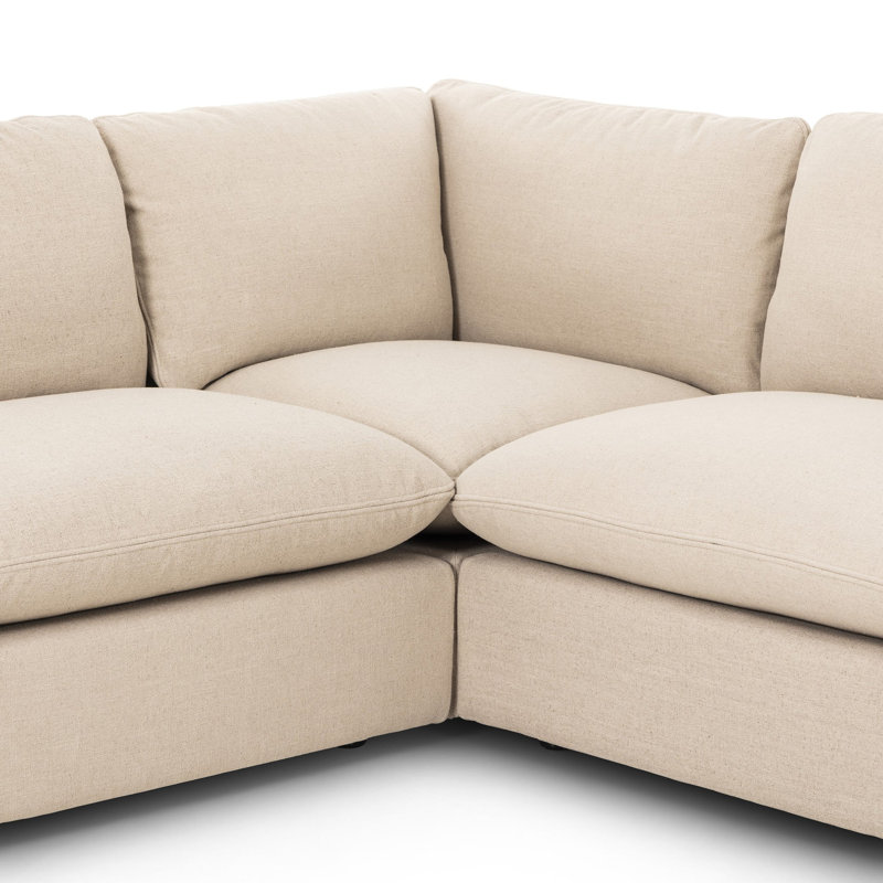 Canapé modulaire rembourré 5 pièces Margorie, Mélange de lin taupe Anvers