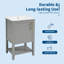 Van Meuble-lavabo gris 20 po】 - Meuble-lavabo avec porte à fermeture en douceur, support de rangement et tablette ouverte (bois massif et bois aggloméré)-126486336