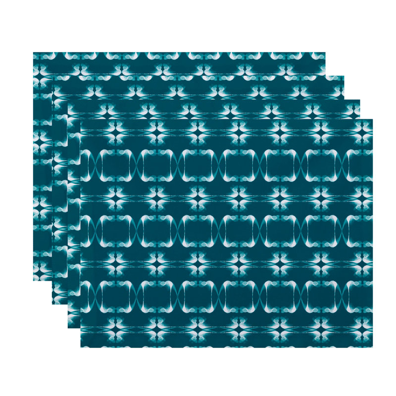 Synthia Polyester Geometric Rectangle Placemat, Teal