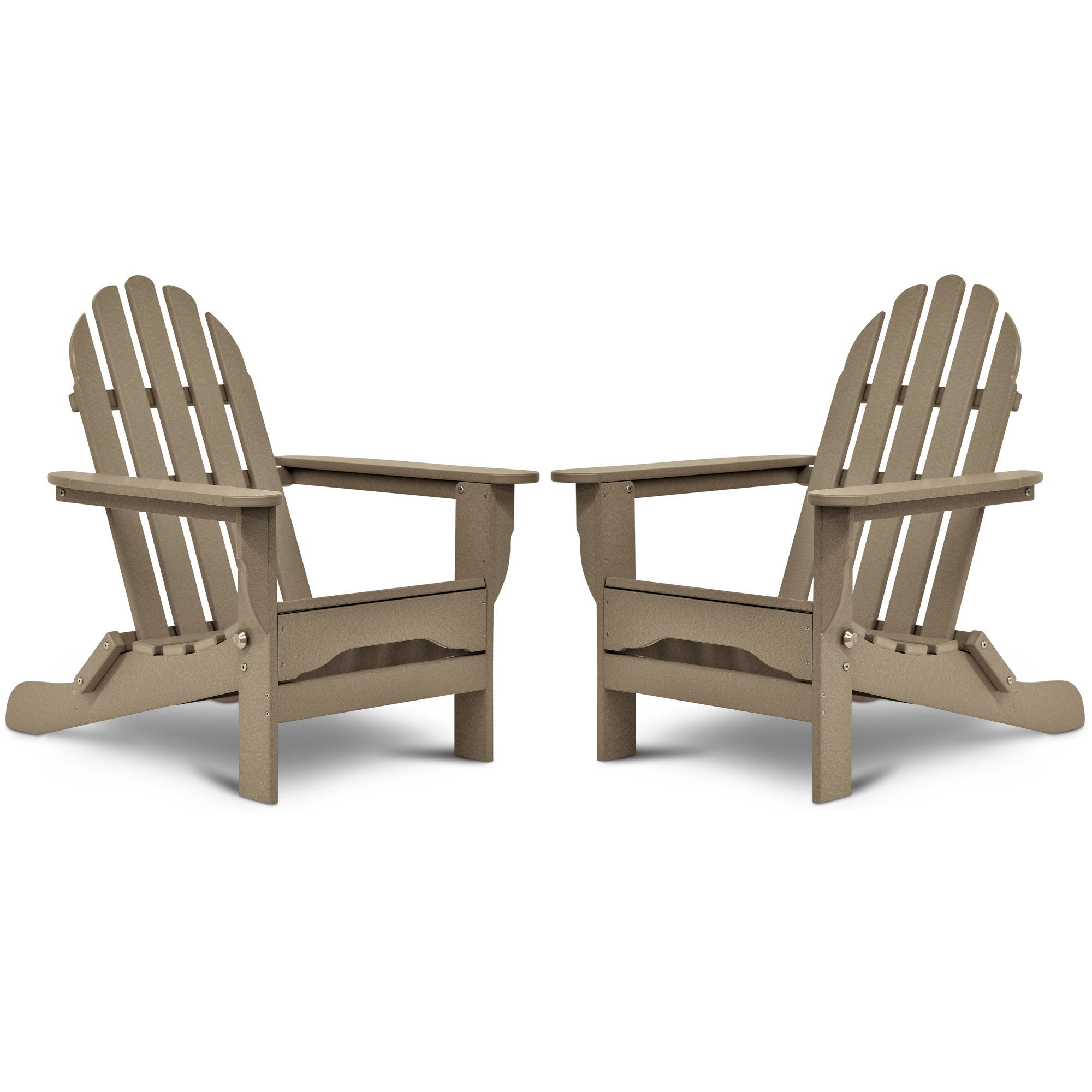 Leighton Foldable Outdoor Adirondack Set, Weathered Wood