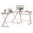 L-Shaped Tempered Glass Top Computer Desk with Pull Out Keyboard Panel-124651452