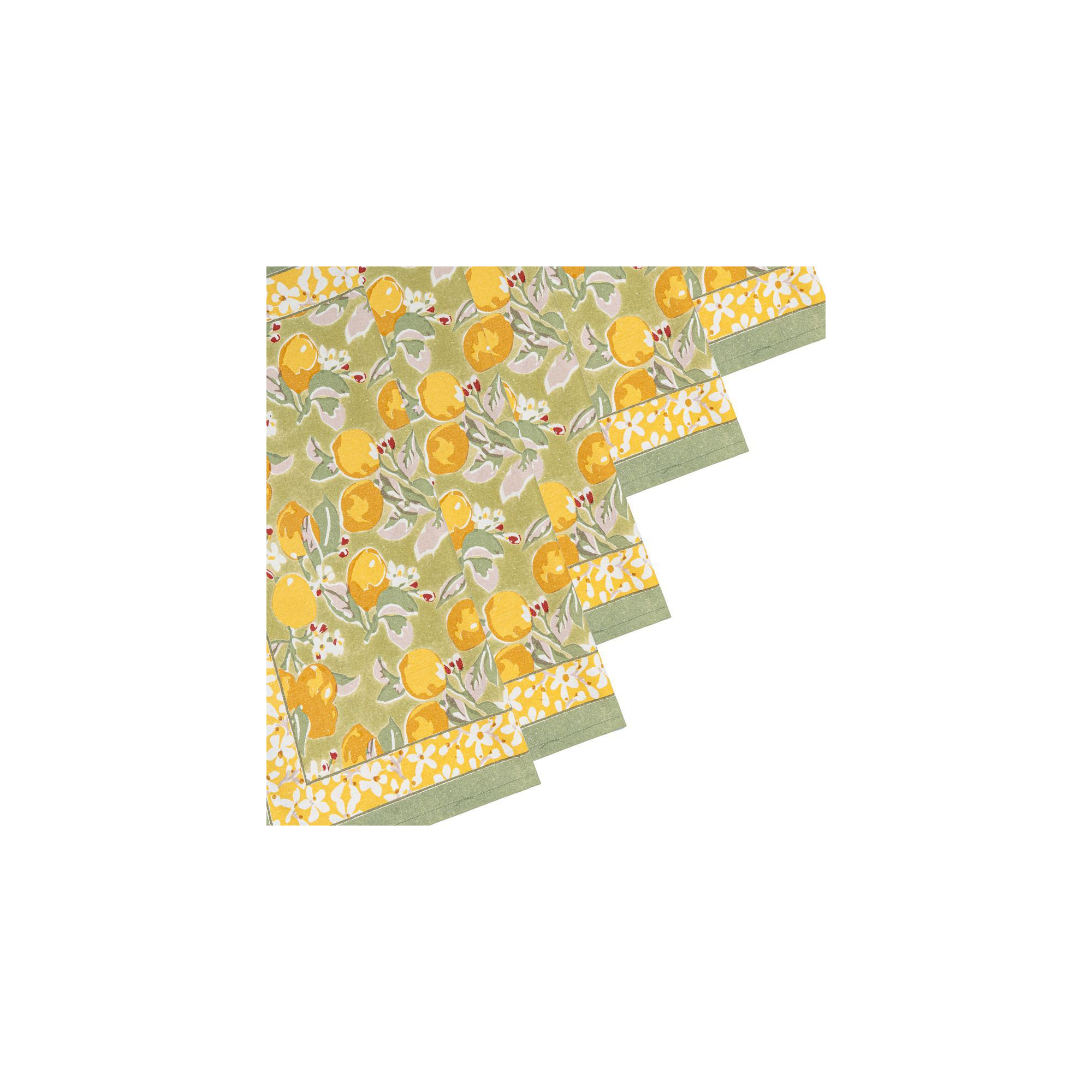 Citron Linen Floral Square Napkin, Vert/Yellow