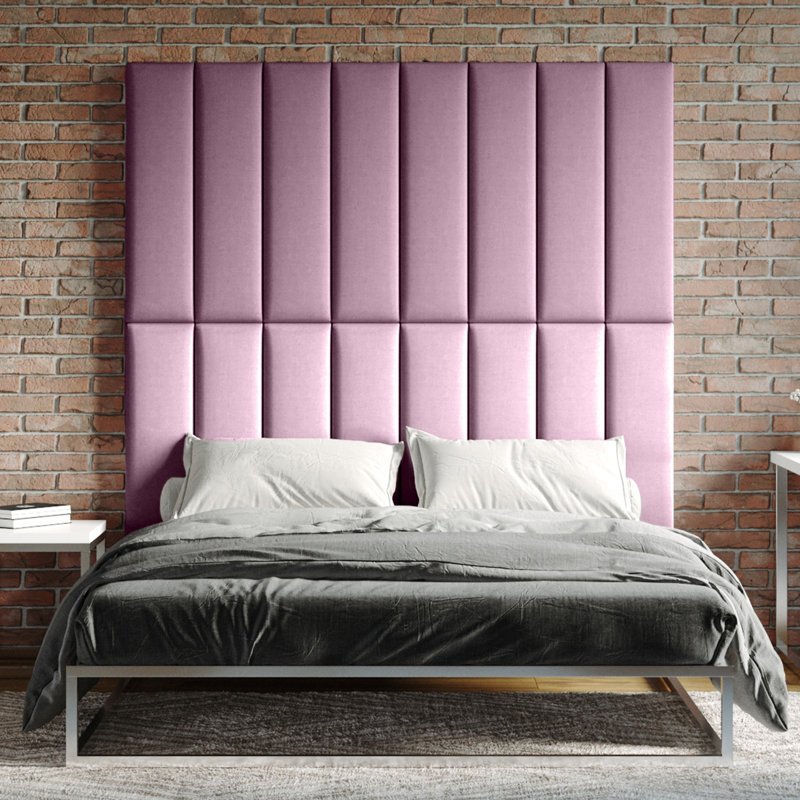 Panelist Modern Padded Headboard - Set of Wall Mounted Panels, Plum Microvelvet, King (11.25"H x 38"W, Set of 4)