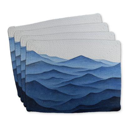 Dark Calm Ocean Waves Braided Polyester Placemats Set of 4