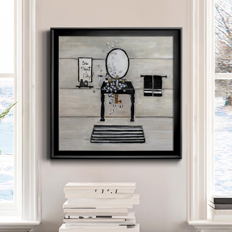 Neat And Tidy Bath - Cadre photo, reproduction d'art sur toile, Noir, H 17,5 po x l 17,5 po x P 1,5 po
