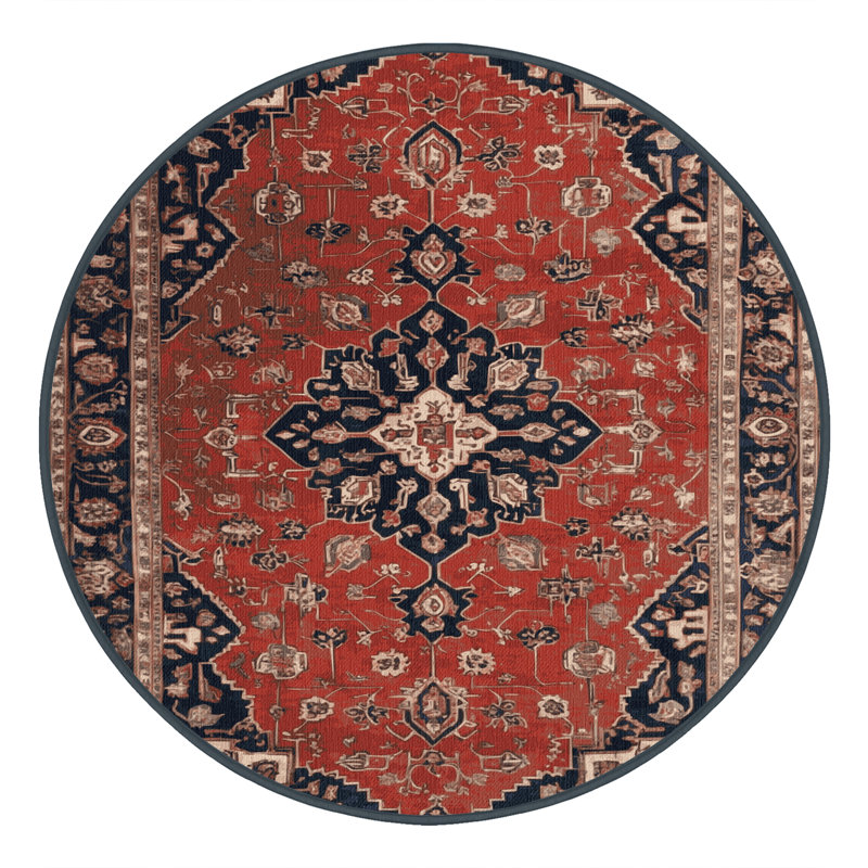 Tapis brun lavable à la machine, Rond 5 pi