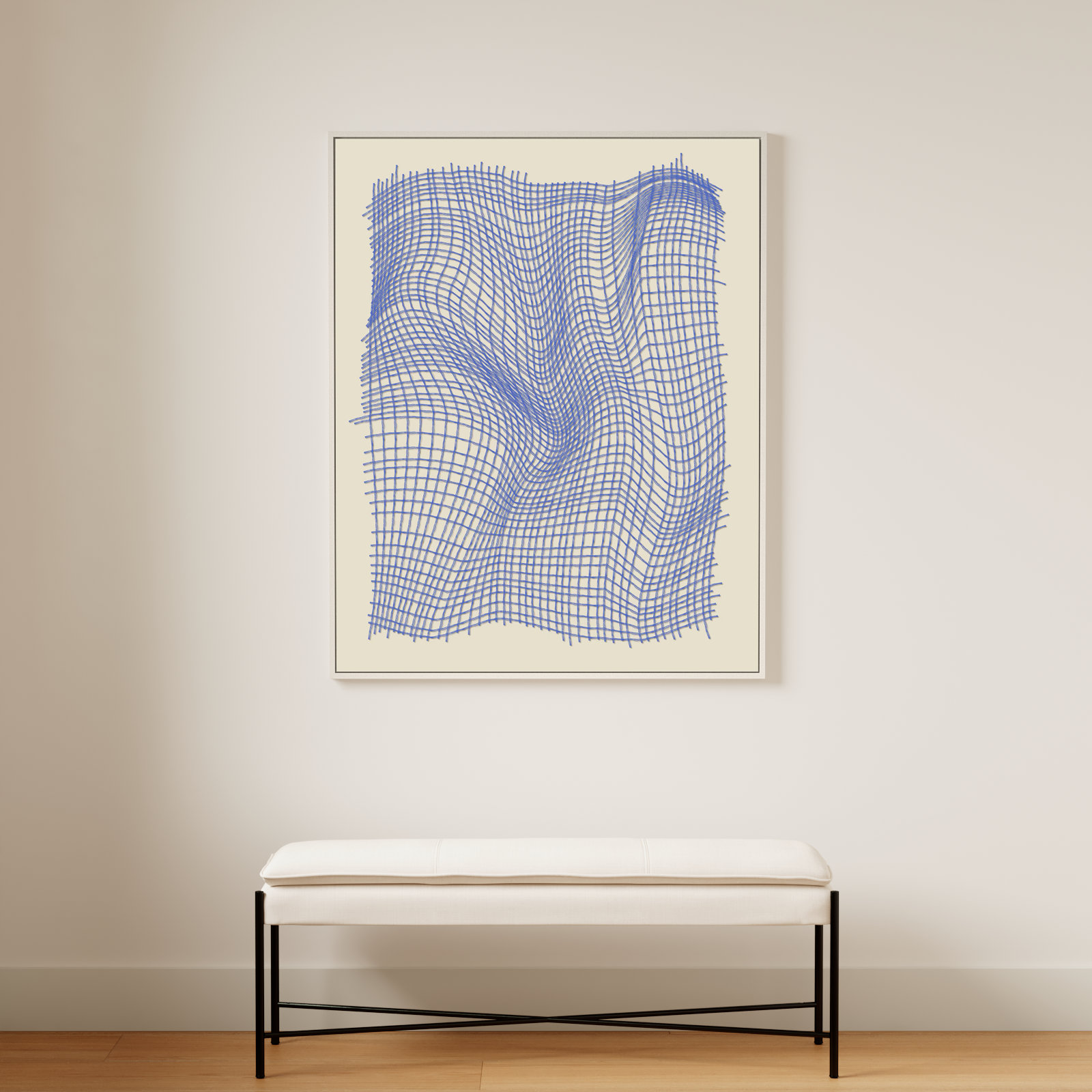 Netting 4 by Jacques Pilon, White Single Structure Framed Canvas, 50" H x 40" W x 1.25" D