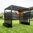 9.8'X7.9' Metal Pergola & 4 Pcs Rolling Metal Planter Boxes With Wheels, Steel Frame Patio Pavilion For Outdoor Backyard Garden