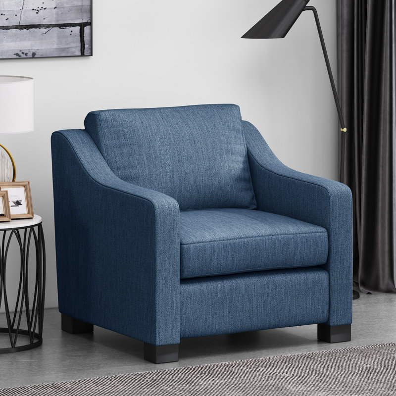 Upholstered Armchair, Navy Blue 100% Polyester