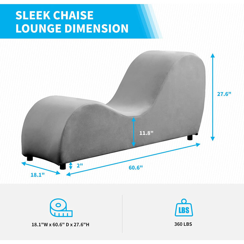 Light Gray Velvet Modern Yoga Chaise Lounge Chair