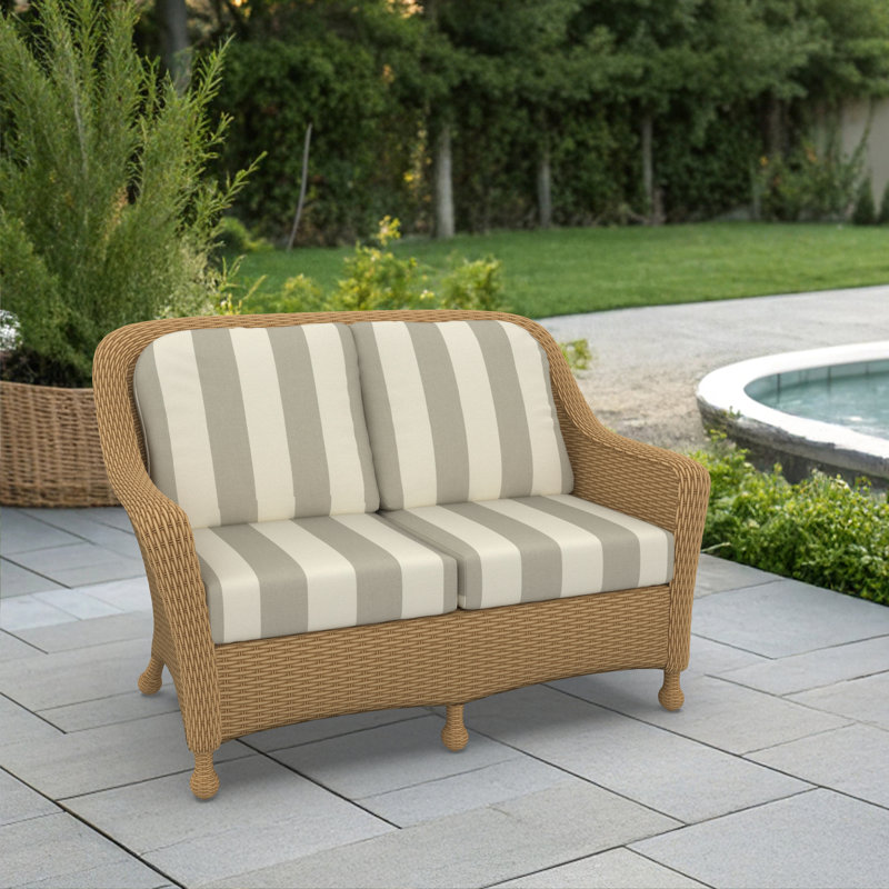 Amala Sunbrella® Indoor/Outdoor Loveseat Cushion, Sunbrella® Solana Seagull