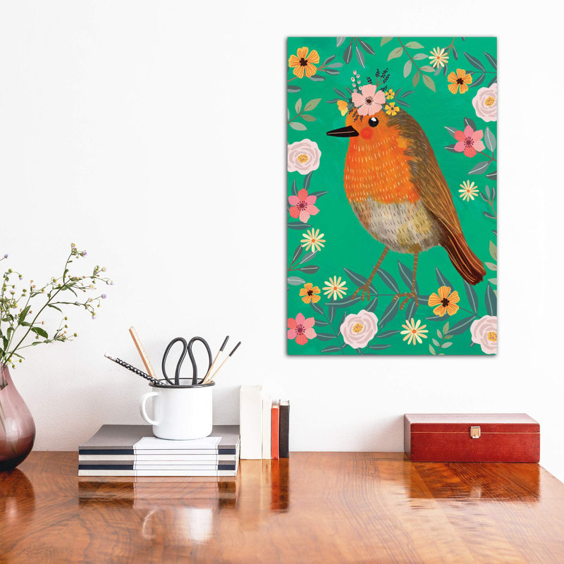 «Robin» par Mia Charro - impression d'art graphique, H 26 po x l 18 po x 1,5 po, Toile tendue