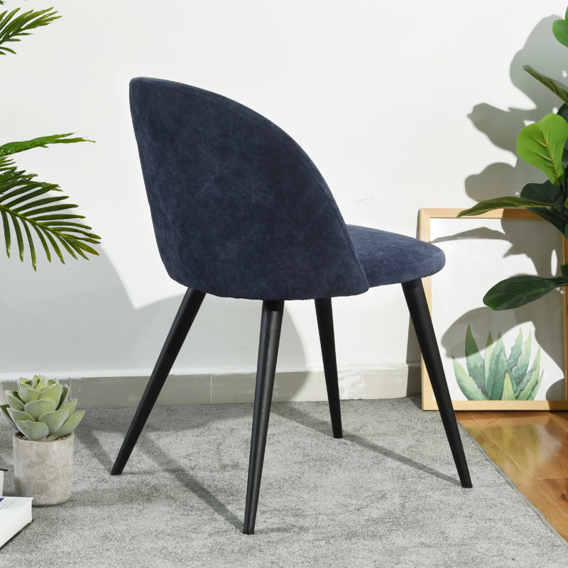 Dungorbery 46cm H Polyester Blend Upholstered Upholstered Back Side Chair, Black, Dark Blue