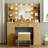 Guram Vanity Set Modern LED Makeup Desk with Mirror, Ten Light Bulbs & Desktop Dazzle Light Adjustable Brightness, 7 Drawers & Stool, Usb Power Outlet-762119315-740149962