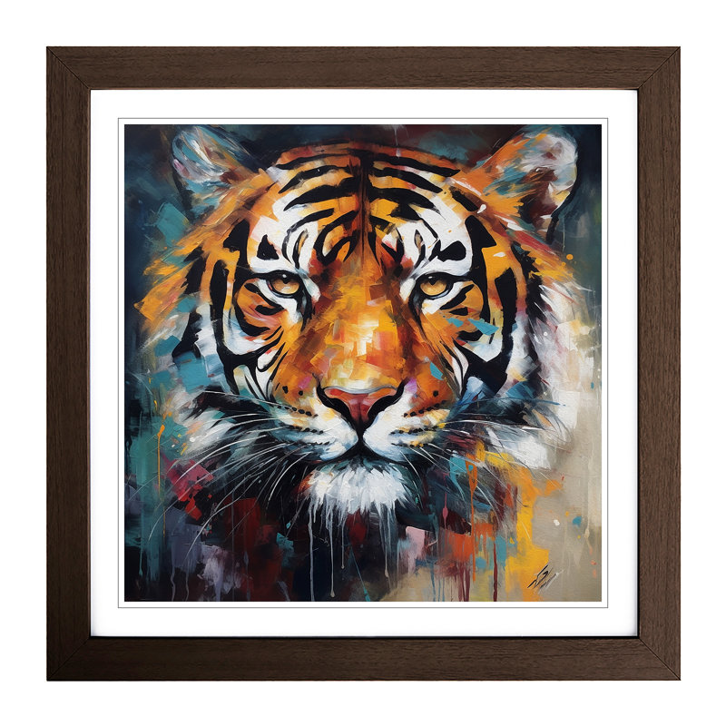 Tiger Abstract Expressionism No.2 - Framed Print, Walnut
