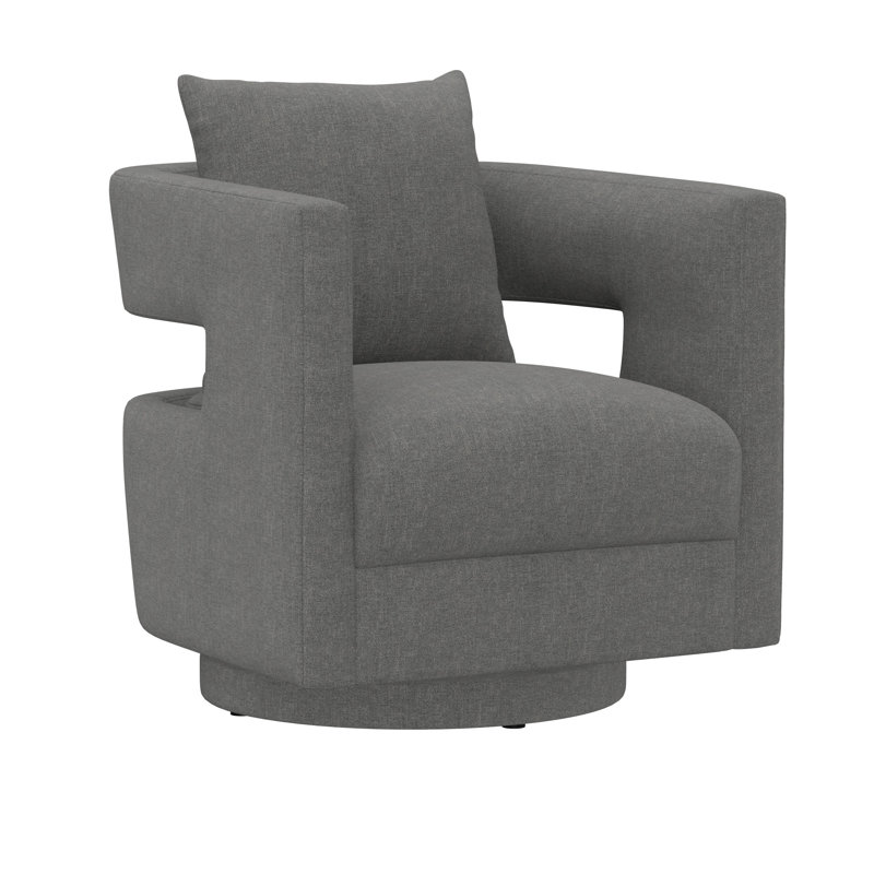 Braydyn 30'' Wide Swivel Accent Chair with an Open Back Cutout, Flint Gray 100% Polyester