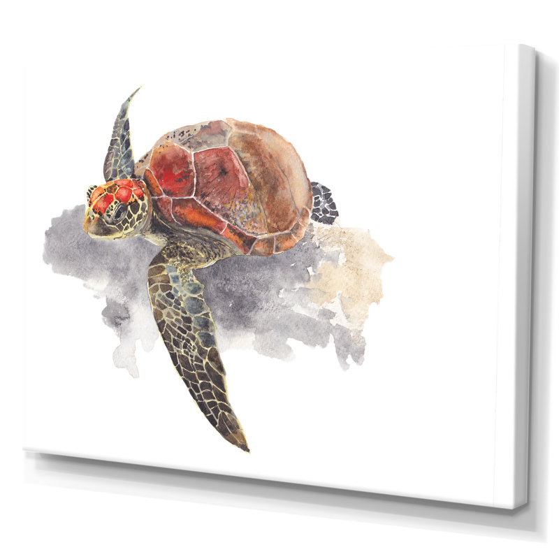Tortue de mer - reproduction sur toile avec cadre flottant, H 8 po x l 12 po x P 1 po, Toile tendue