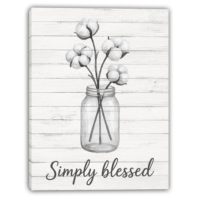 «Simply Blessed Cotton Jar», art mural sur toile rustique, H 36 po x l 24 po