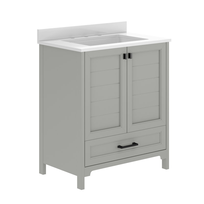 Bathroom Vanity With Undermount Sink, Cabinet, And Drawer, Gray, Matte Black