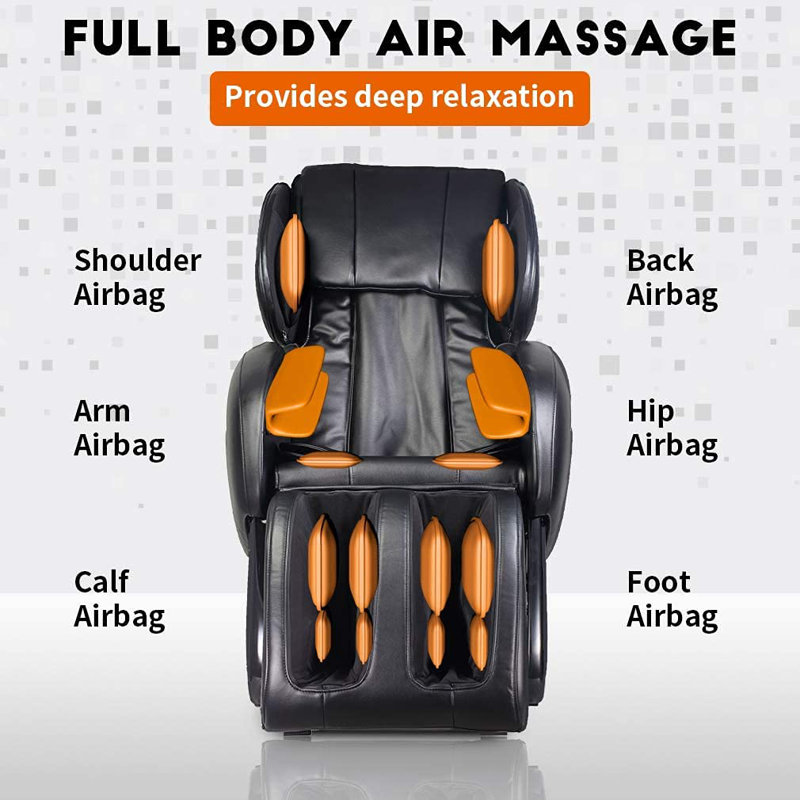 Fauteuil de massage chauffant en similicuir, Similicuir noir