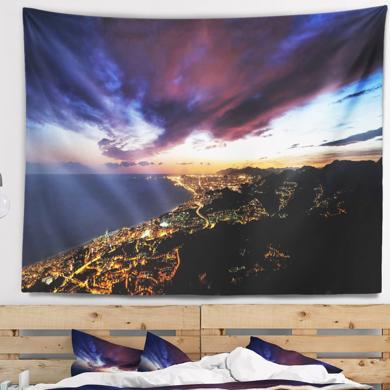 Tapisserie de paysage urbain de Barcelone, H 68 po x l 80 po
