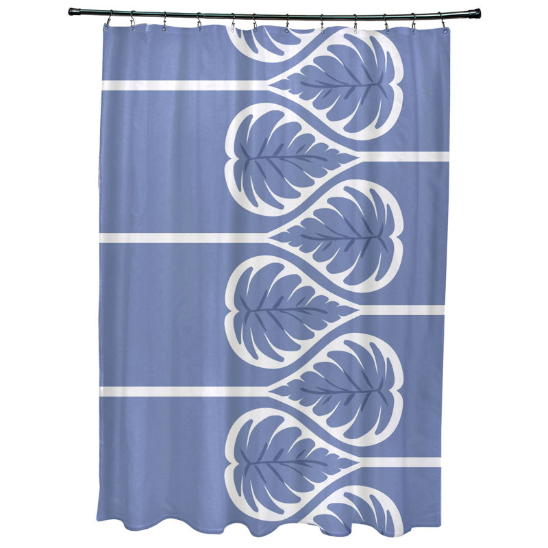 Rideau de douche à imprimé simple à motif floral palm 1 Sigsbee, Bleu