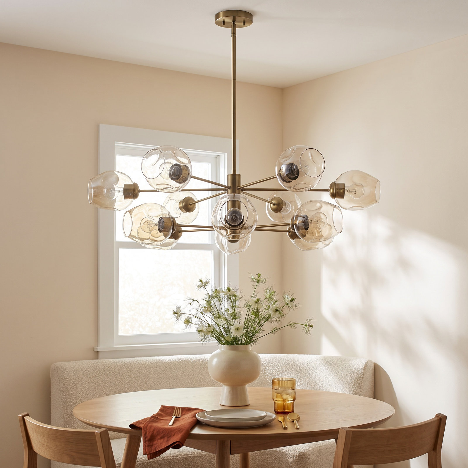 Anastasia 12 - Light Dimmable Sputnik Chandelier, Antique Gold, Brown