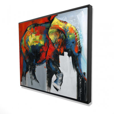 Éléphant abstrait et coloré en mouvement, reproduction sur toile