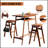 3 PCS Pub Dining Set Retro Bar Table Rubber Wood Stackable Backless High Stool for 2 with Shelf