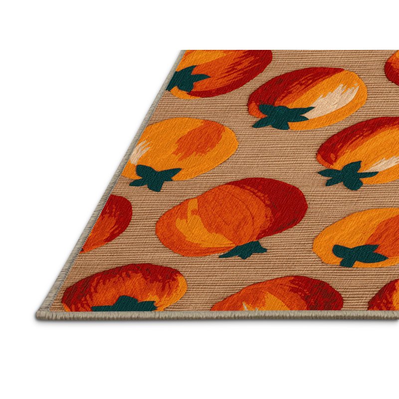  Tapis lavable fruits kaki, Rectangle 6 pi x 9 pi