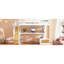 Lit mezzanine double avec bureau, tablettes, rangement - tiroirs blancs de style naturel