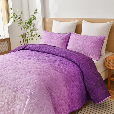3PCS Reversible Lightweight Microfiber Quilt Set All-Season Kids Bedding Coverlet